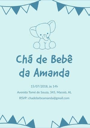 baby elephant baby shower invitations  Folheto de festa