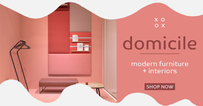 粉红色和白色家具 Facebook 宣传册构思
