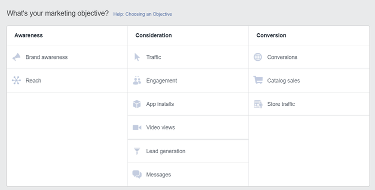 how to advertise on facebook: campaign objective