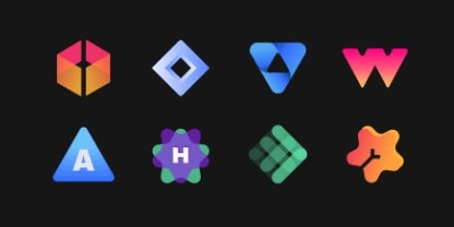 Colored icons on a black background