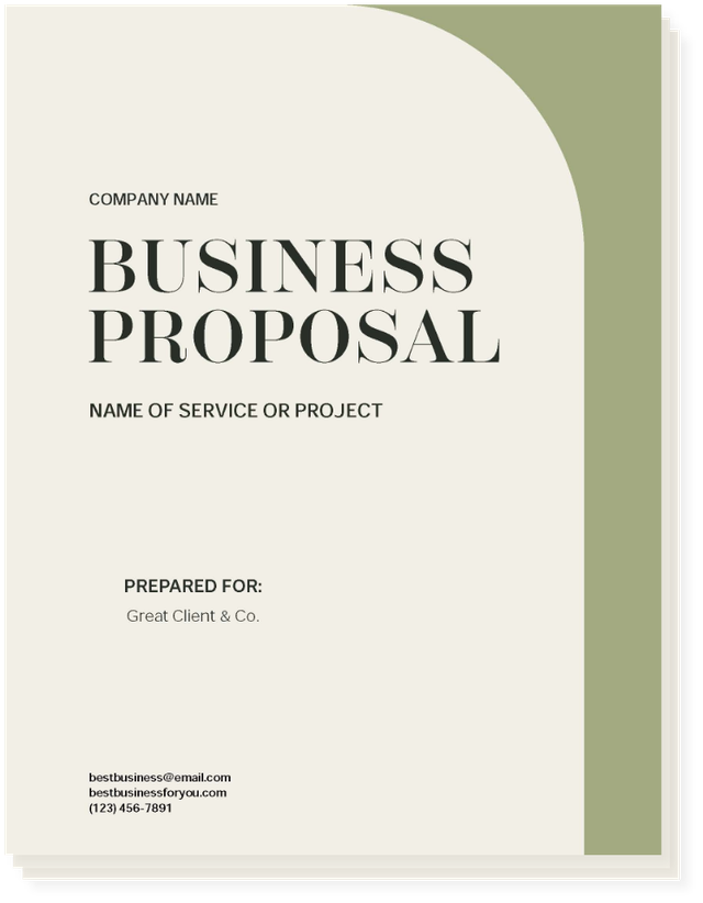 Example of a business proposal title page.