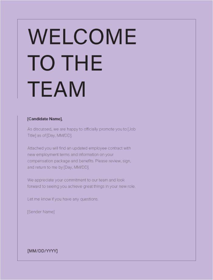 A screenshot of a free downloadable internal offer letter template.