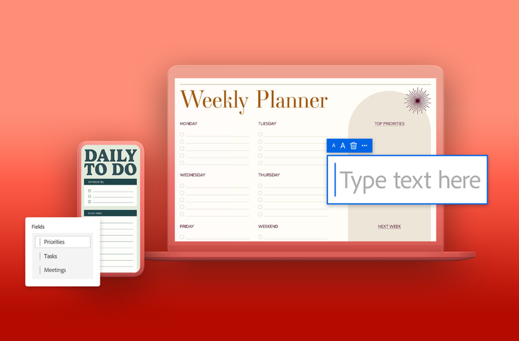 Previews of free downloadable weekly planner and daily to-do list templates with customizable PDF fields.