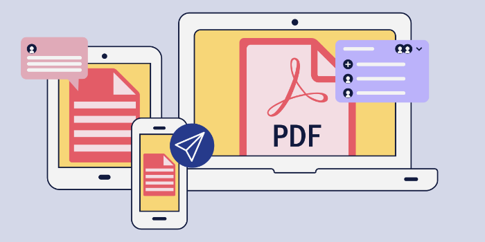 PDF file shown across multiple devices, highlighting PDF capabilities.