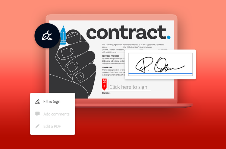 An image preview of Adobe's online signature generator tool used to create your own online signature.