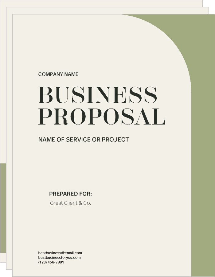 Screenshot of a business proposal template.