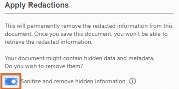 How to apply redactions in a PDF.