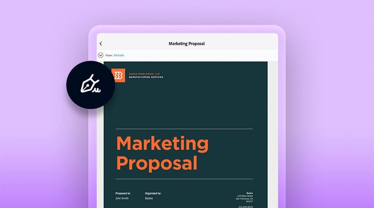 A graphic of a marketing proposal on a tablet device