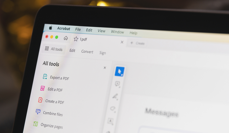 A Mac computer screen with Acrobat desktop app open.