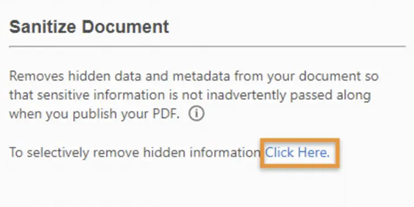 Sanitize the PDF by leaving the toggle button on.