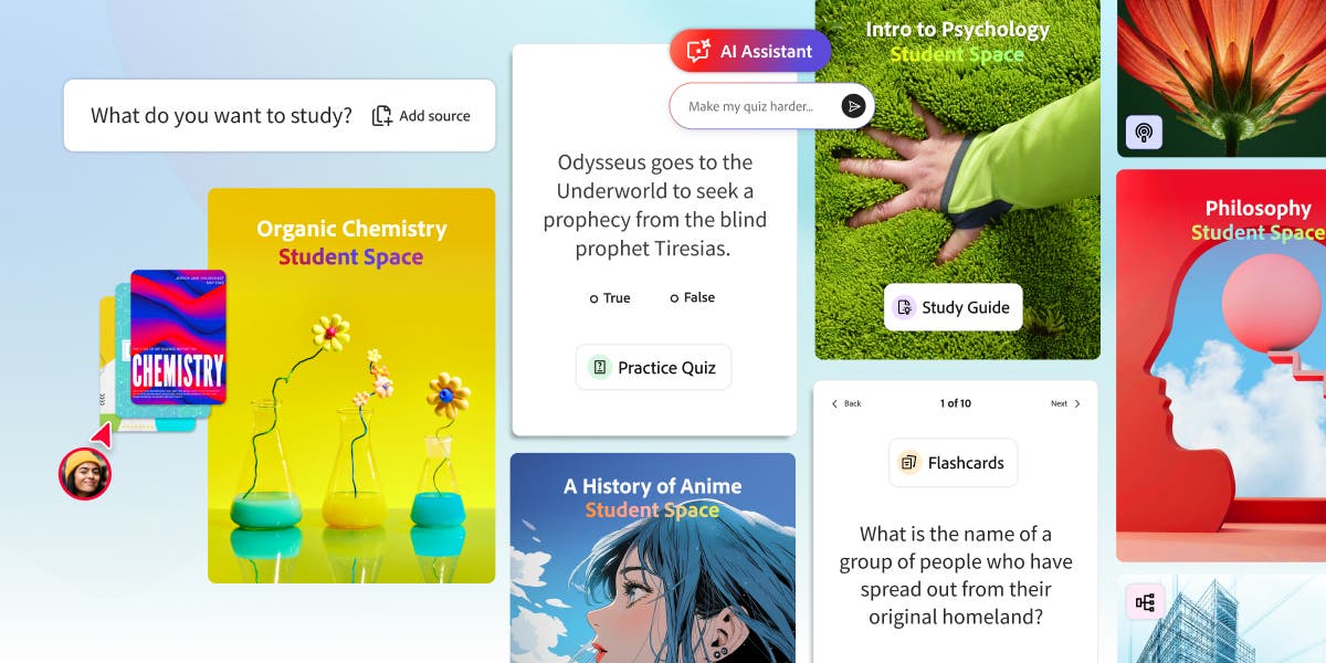 Free AI study tools for students | Student Spaces in Acrobat