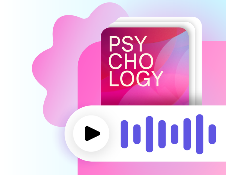 Pink illustration of a psychology podcast.