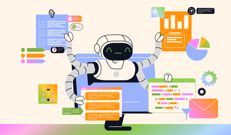 An AI Assistant performs various tasks.