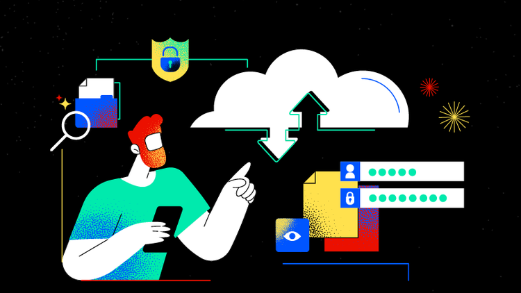 A person holding a smartphone uses secure document sharing tools.