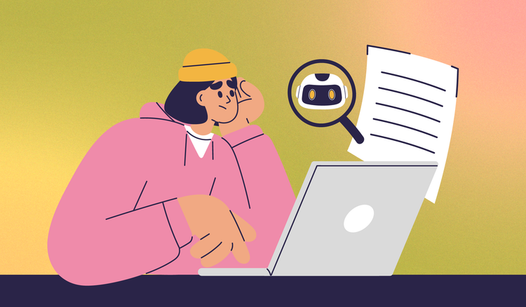 A student submits a paper to an AI detector for review.