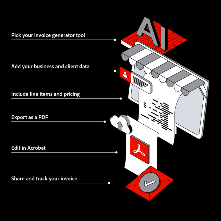 The steps for how to use an invoice generator.