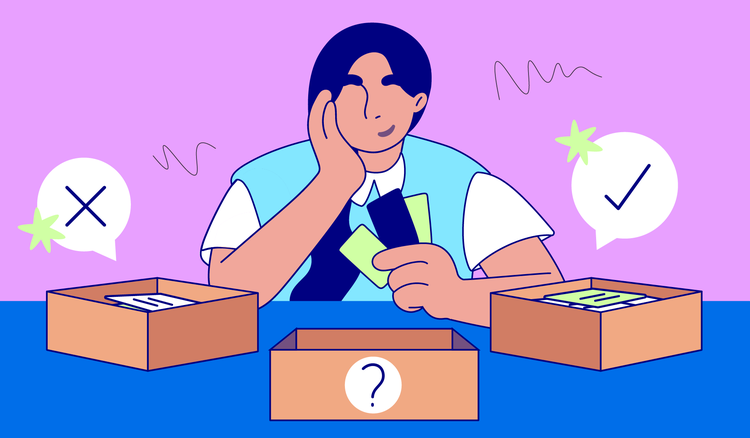 A person uses the Leitner System to study.