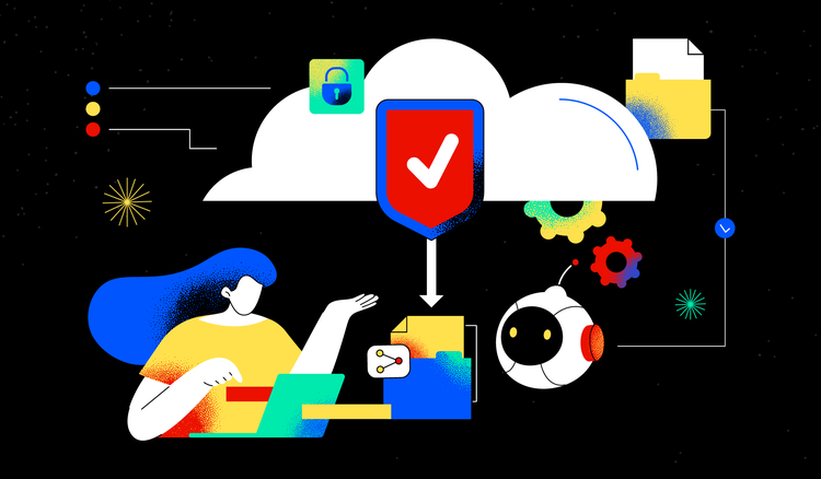 A person uses AI for secure document sharing.
