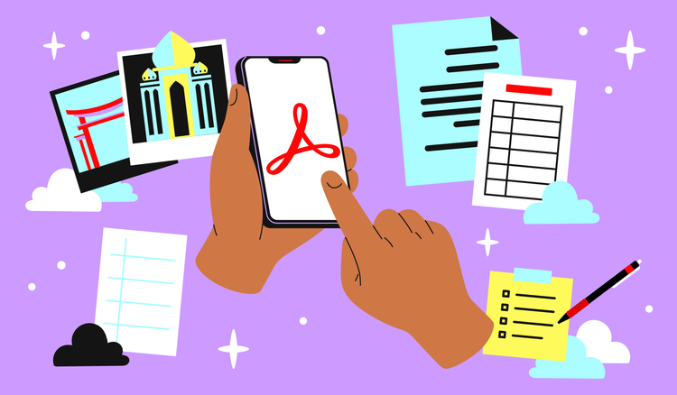 A person converts a file to PDF on their iPhone.