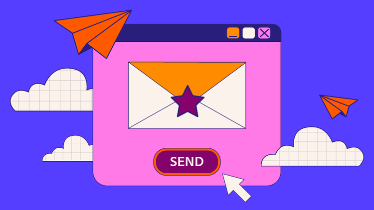 A professional email is sent with paper airplanes flying in the background.