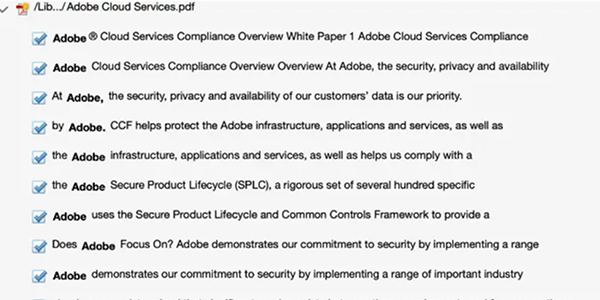 View all occurrences of the word or phrase in a PDF.