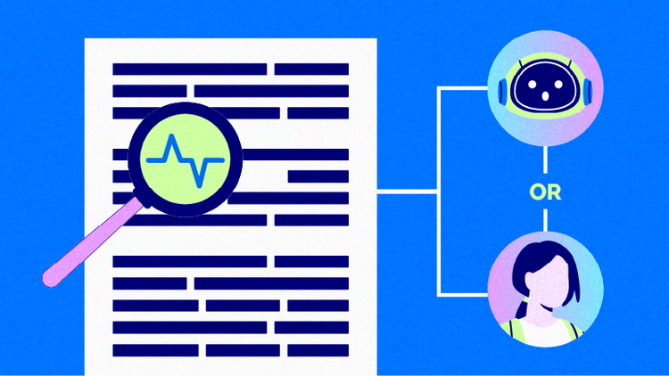 An AI detection tool analyzes a paper to determine whether it's written by a human or AI.