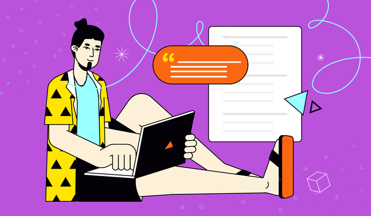 A man typing on his laptop paraphrases a quote.