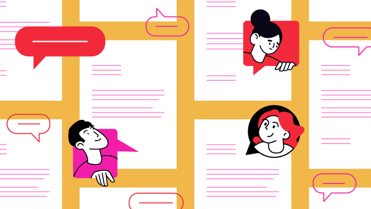 Three different people exchange letters of introduction.