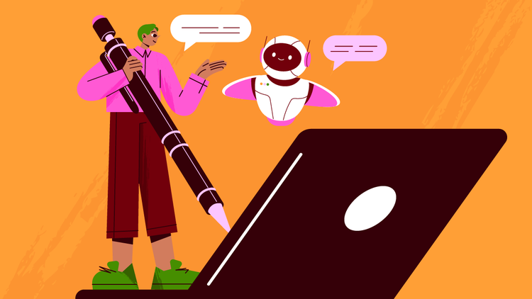 A person using a tablet sends a follow-up email using AI.