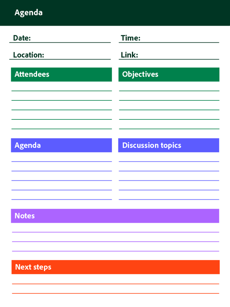 A meeting agenda template example.