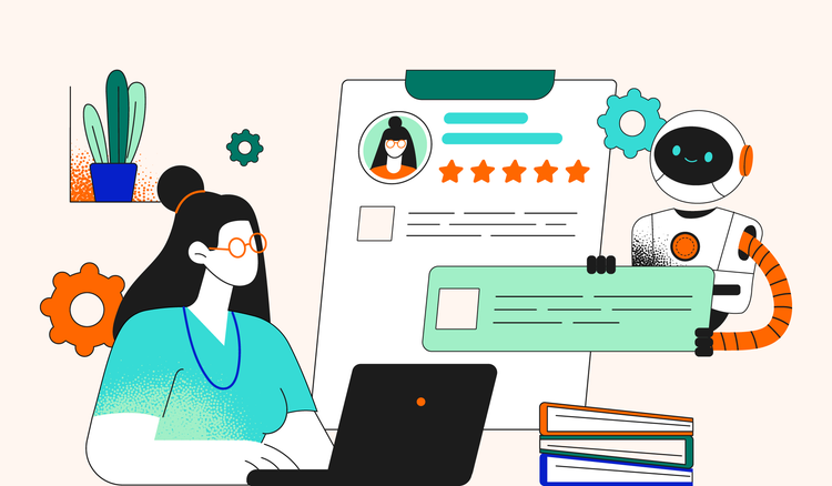 A woman uses AI to write a resume on her laptop.