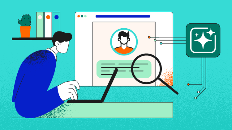A man uses AI to write a resume.