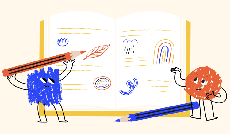 Two cartoon doodles use the Scribble study method.