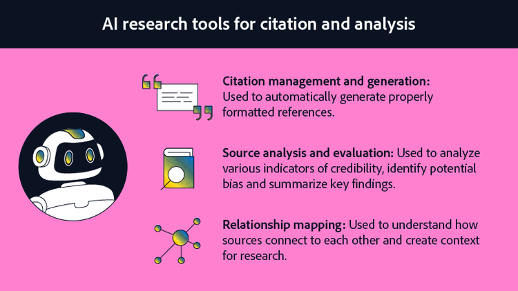 AI research tools for citation and analysis.