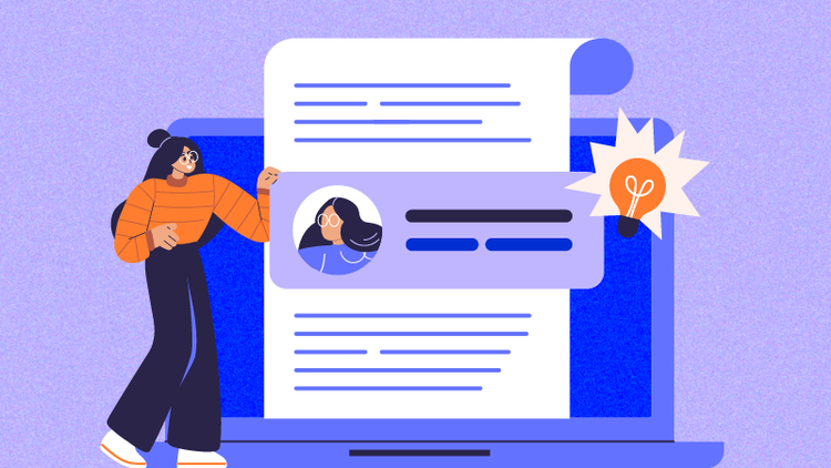 A woman properly cites prior work in a document.