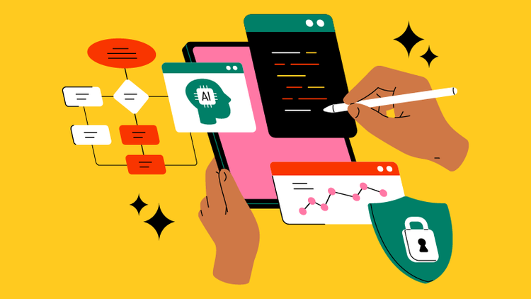 A person holding a stylus uses AI on their tablet at work.