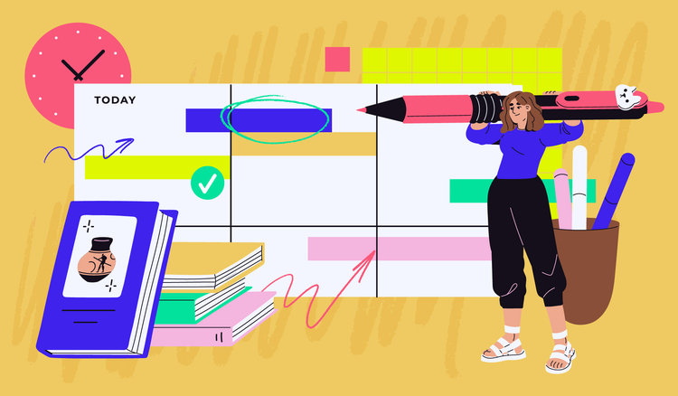 A student uses spaced repetition to study.