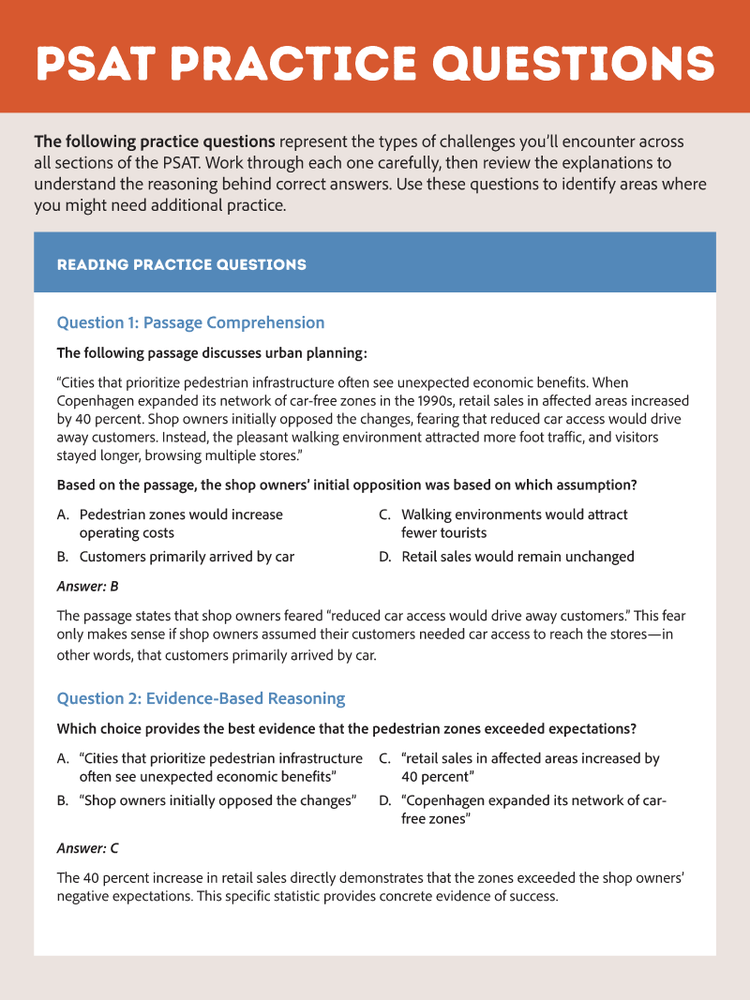 A PSAT practice question test.