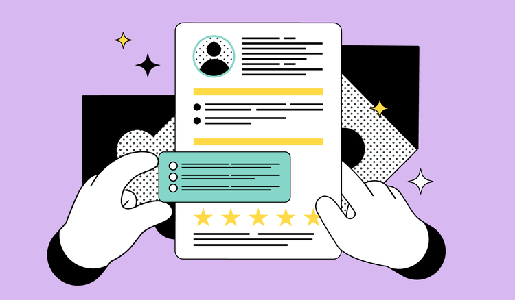 Bullet points are highlighted on a resume.