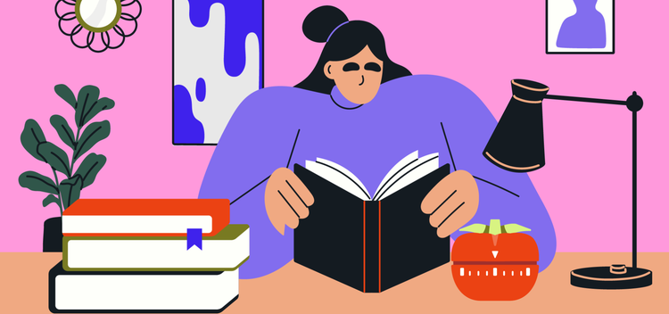 A student uses the Pomodoro Technique to study.