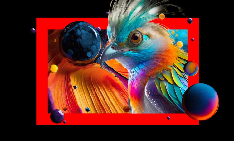 AI-generated image of a colorful bird