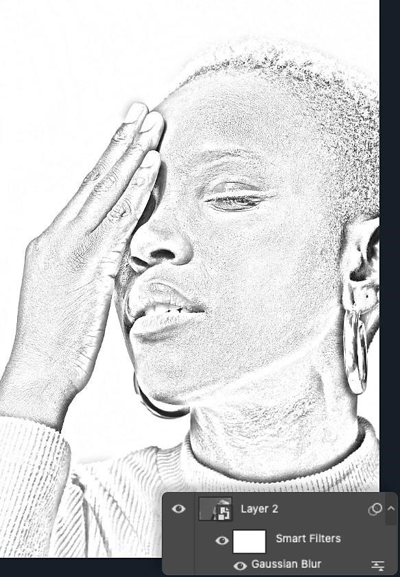 Desenfoque gaussiano aplicado a la misma imagen en Adobe Photoshop con una ventana superpuesta, Picture