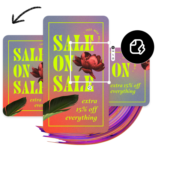 The same colorful design is being displayed in three different formats: a poster, a story and a square post. , Picture, Picture