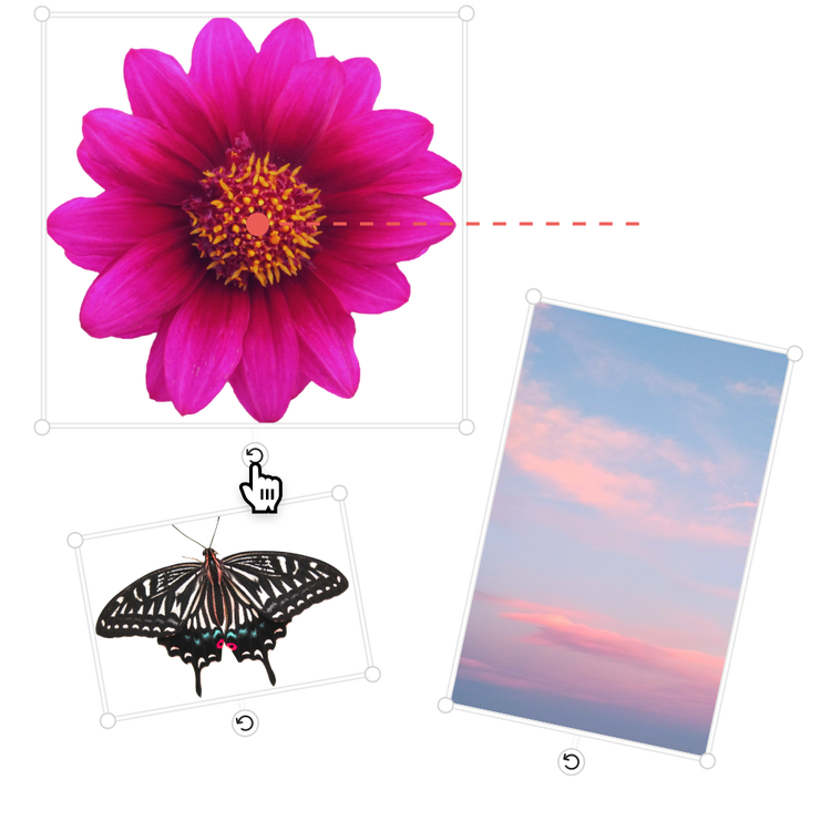 Three images being rotated.