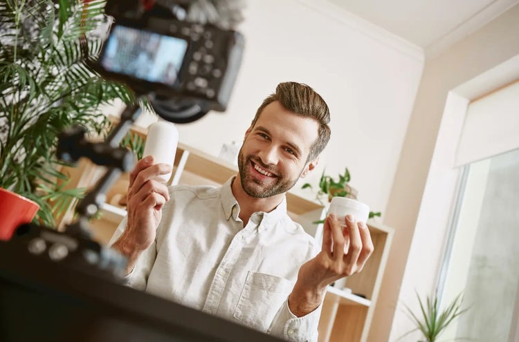 influencer showing product on social media