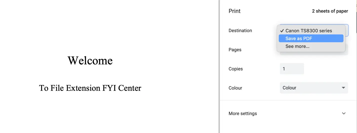 Screenshot of saving an XPS file as a PDF on a Mac using Google Drive.