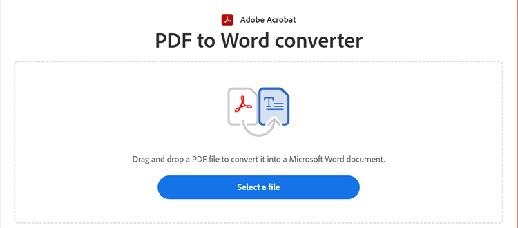 Screenshot of Adobe PDF to Word converter