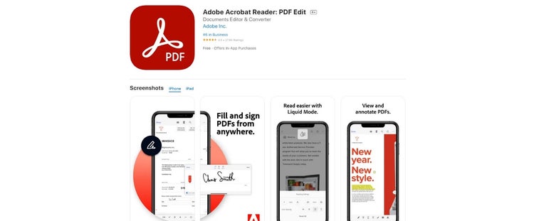 The Adobe Acrobat red logo with screenshots of the application below it.