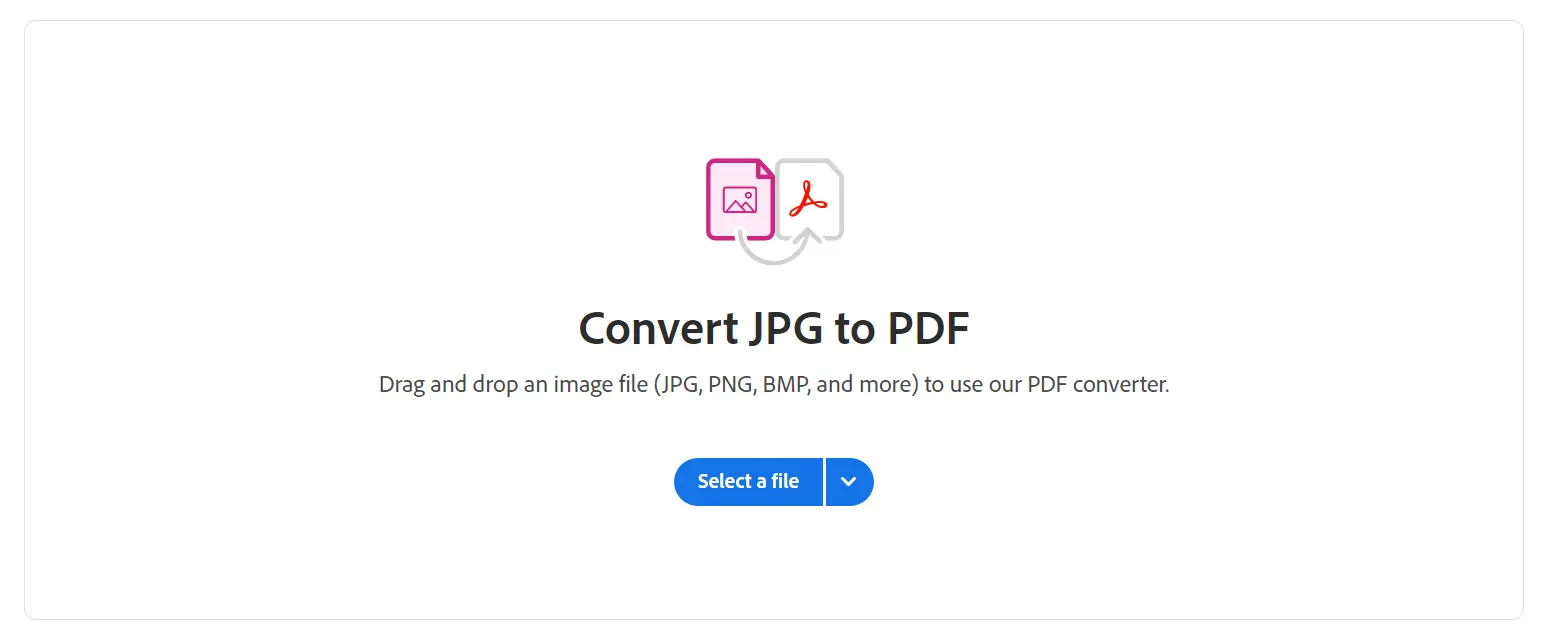 Screenshot of Adobe’s Convert JPG to PDF tool