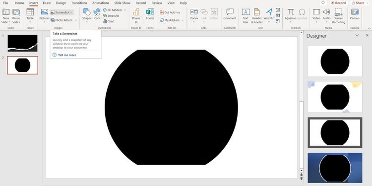 Insert Screenshot on PowerPoint.